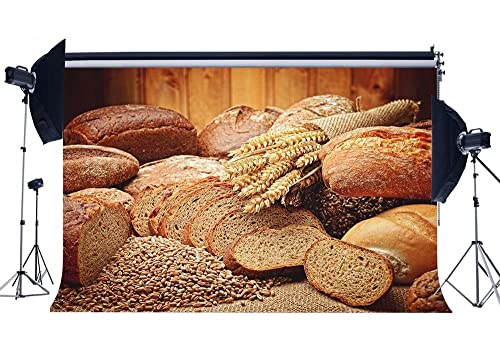 Freshly Baked Bread Backdrop for Photography 8X6FT Bread Baking Backdrops Dessert Cake Shop Background for Baby Shower Boys and Girls Birthday Party Photo Studio Props Vinyl BK216 - size: 8X6FT