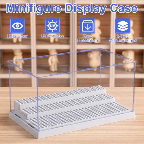Mlikero Display Case for Minifigures Action Figures Blocks, Removable Minifigure Display Case Box Storage for Collection Bricks Blocks Toys, Grey… - color: Grey, size: 1 Pack