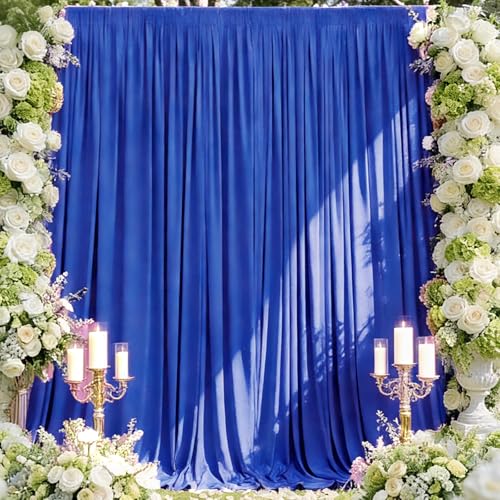 Sugargirl Wrinkle Free Royal Blue Backdrop Curtains Polyester Photo Backdrop Drapes Curtains with Rod Pockets for Party Birthday Wedding Photography Home Decoration(5x7FT, 2 Panels) - color: Royal Blue, size: W5' x H7' (2 panels)