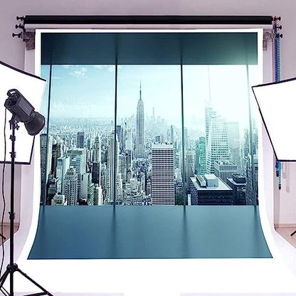 AOFOTO 10x10ft Business Office Sash Window Backdrop French Window Photography Background Empty Casement Work Modern City Building New York Skyscraper Photo Studio Prop Success Job City Landscape Vinyl - size: 10x10ft