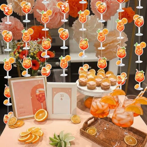 Xinnun Margarita Party Decorations Spritzy Bar Hanging Banners Orange Citrus Retro Cocktail Garlands Tequila Cutout Ribbon Streamers for Cocktail Bachelorette Bridal Shower Engagement Wedding Supplies - style: Aperol