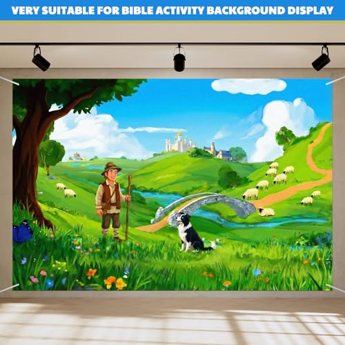 Hosuly 2026 VBS Backdrop Decoration 9 x 6 ft Emerald Isle Theme Backdrop for Vacation Bible School Classroom Summer Camps Photo Booth Props Background Exploring The Words of Psalm 23
