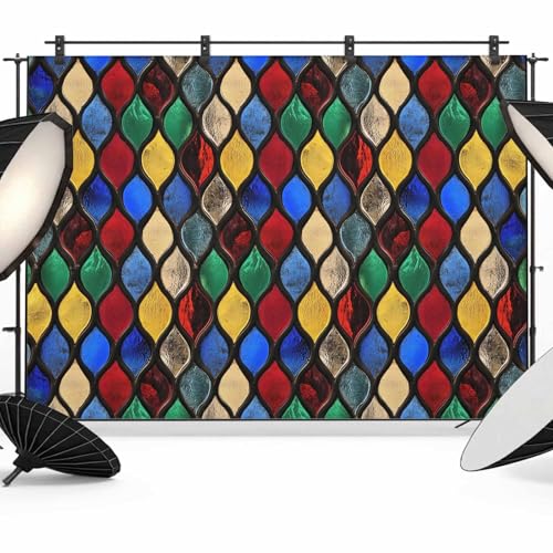 Abstract Backdrop for Photography, Stained Glass Moroccan Texture Photo Backdrop Portrait Background Party Banner Photo Backgrounds for Studio Booth Props, 7x5ft - color: Multi, size: 7x5FT