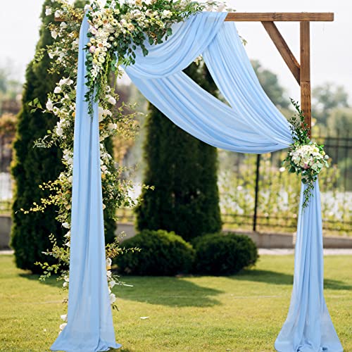 DUOBAO 2 Panels Chiffon Wedding Arch Drapes 20ft Voile Chiffon Draping Fabric Baby Blue Wedding Arch Fabric Ceremony Reception Backdrop for Wedding Banquet Decoration - color: Baby Blue, size: 29"W x 240"L (Pack of 2)