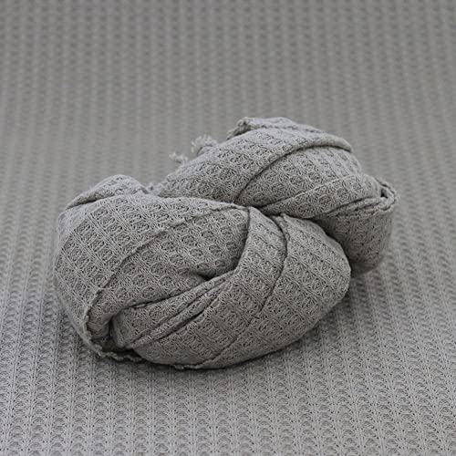 Newborn Photography Props Blanket Wrap Soft Knitted Stretch Baby Boys Girls Photoshoot Prop Cloth (Gray) - color: Gray