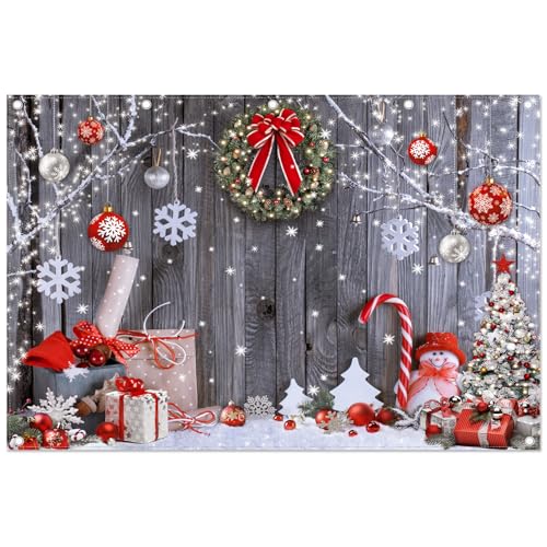 Fabric 12x8ft Christmas Photography Backdrop Winter Rustic Wood Background Xmas Tree Snow Wall Santa Party Decoration Holiday Photo Banner Props - size: 12'x8'