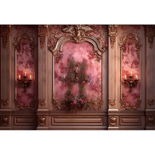 7x5ft Burgundy Room Wall Backdrops for Photography Vinatge Classic Interior European Castle Photo Background Empty Living Room Backdrop Birthday Wedding Party Decor Kids Adults Photo Props - color: Burgundy, size: 7x5ft