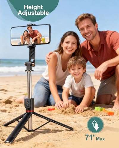 71" Phone Tripod Selfie Stick for iPhone and Android Phone, Cell Phone Tripod Stand with Wireless Remote Control - style: A Tripod