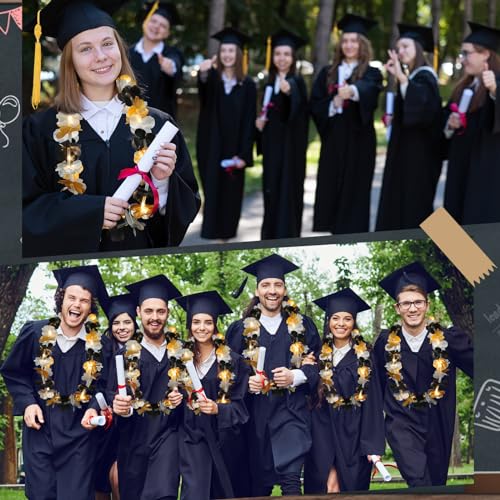 Sherr 24 Pcs Black Gold Silver LED Light Up Leis in Bulk, Hawaiian Leis Flower Necklaces for Graduation Party Favors, Prom, Adult Birthday and Masquerade Supplies - color: Black Gold Silver