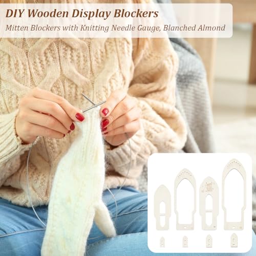 BENECREAT 4 Sizes Wooden Mitten Blocker Knitting Set, Wood Glove Knitting Model Tool, Household Display Hand Knitting Gloves Board Molds for Sewing Knitting