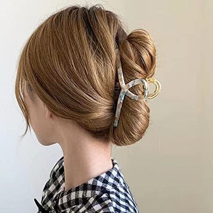 Big Butterfly Hair Claw Clips for Women - 4.7" Large Acetate Metal Hair Clips for Long Thick Hair (Mixed Blue) - color: white blue02