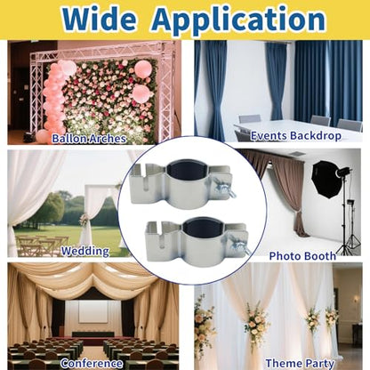2 Pcs Adjustable Pipe and Drape Clamps for 1.5" or 2" Brackets Backdrop Stand, Drape Support Clamps for Back Drop Adjustable Stand Wedding Drapes Background Decorations Party Pipe Drape Backdrop Stand