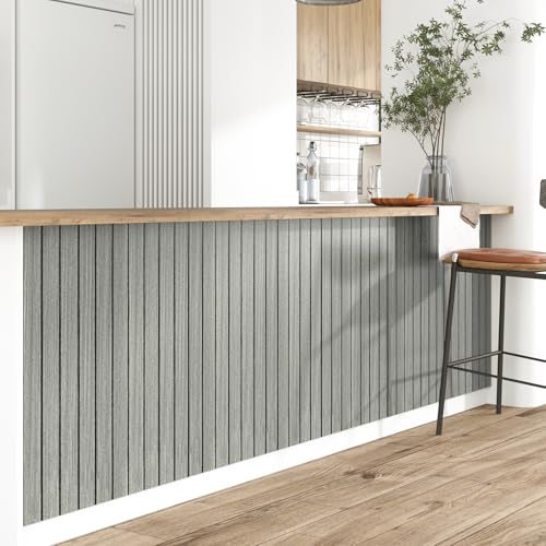 3D Acoustic Wood Wall Panels Light Grey Stick on Wood Panels for Walls 11.8"x196" Flexible Modern Wooden Slat Paneling Nature Wallpaper for Bedroom Living Room Cabinet Covers Liner Ceiling - size: 11.8"x196"