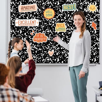 120x47 in Bulletin Board Fabric Background Back to School Classroom Decoration Large Polyester Photography Backdrop for Class Home Office Wall Decor Pillows Curtains Crafts Composition Notebook - style: Composition Notebook