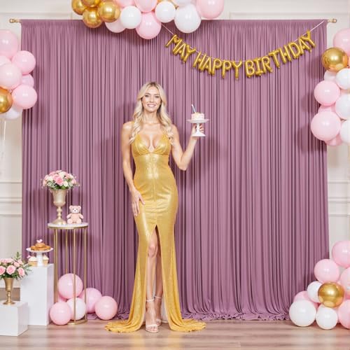 10ft x 10ft Dusty Pink Backdrop Curtain for Parties Rose Wrinkle Free Backdrop Drapes Panels for Baby Shower Birthday Party Wedding Photo Photography Polyester Fabric Background Decoration - color: Dusty Pink, size: 10FTx10FT (W5'xH10', 2 Panels)