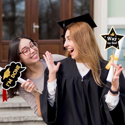 2026 Graduation Photo Booth Props, Black Gold Graduation Photo Prop Frame & Grad Photo Booth Props, Funny Grad Party Selfie Props, Selfie Photo Frame for High School and College Grad
