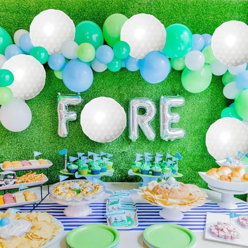HILAVO 9PCS Golf Balloons - 18Inch Sports Aluminum Foil Balloons for Golf Themed Party Hole In One Birthday Sports Graduation Party Supplies - color: Golf Ball