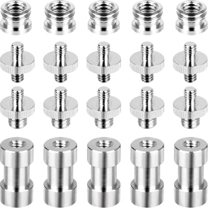 Standard Metal Male Convertor Threaded Screw Adapter Spigot Stud for Studio Light Stand, Hotshoe/Coldshoe Adapter, Ball Head, Wireless Flash Receiver, Trigger (20 PCS Camera Screws Mount Set) - style: 20 PCS Camera Screws Mount Set