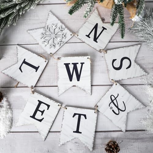 Let It Snow Banner Garland, No DIY Wooden Christmas Banner for Mantle Fireplace Wall, Rustic Let It Snow Christmas Decorations for Home, Winter Wonderland Party Decorations