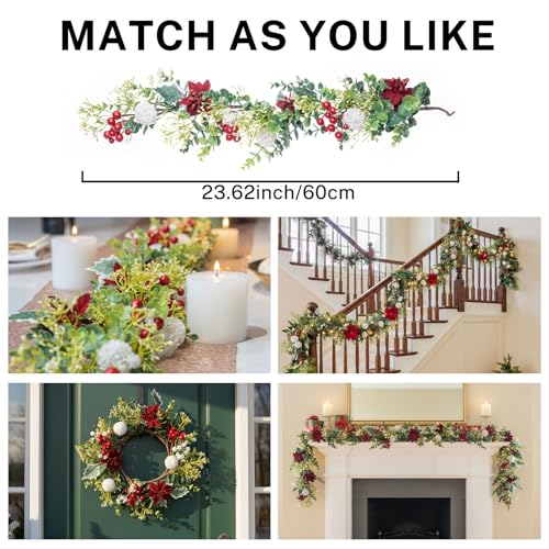 MOYEE Candle Holder Centerpieces for Tables,Candle Ring,Wreaths, Black Metal Candle Stick Paired Artificial Flowers 14 in Versatile Dining Table Centrepiece - color: White Ball Wreath