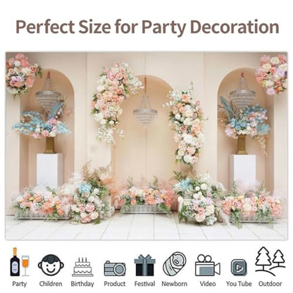 Leowefowa 10x8ft Vinyl Romantic Rose Flower Wedding Backdrop Floral Wall Photography Background Bridal Shower Wedding Party Decorations Anniversary Wedding Birthday Backgrounds Studio Props - size: 10x8ft