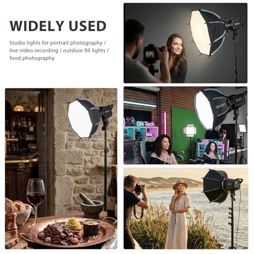 Softbox Photography Lighting Kit, 11.8"/30cm Quick Release Bowens Mount Softbox with 62.9'' Tripod Stand, 3000K–6500K Dimmable Video Light, Studio Lights for Photography, Portrait, Video Recording