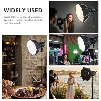 Softbox Photography Lighting Kit, 11.8"/30cm Quick Release Bowens Mount Softbox with 62.9'' Tripod Stand, 3000K–6500K Dimmable Video Light, Studio Lights for Photography, Portrait, Video Recording