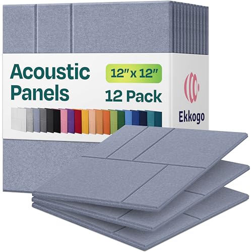 Acoustic Panels 12-Pack Soundproof Wall Panels 12"x12"x0.4" Decorative Sound Dampening for Your Home, Office, Studio, Bedroom & More with Unique GridFrame Carving [Dusky Gray] - color: Dusky Gray, size: GridFrame 12 Pack