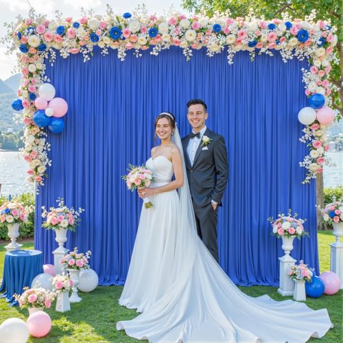 10ft x 7ft Royal Blue Backdrop Curtain for Parties Blue Wrinkle Free Backdrop Drapes Panels for Baby Shower Birthday Party Wedding Photo Photography Polyester Fabric Background Decoration - color: Royal Blue, size: 10FTx7FT (W5'xH7', 2 Panels)