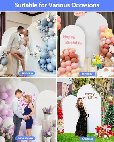 Metal Arch Backdrop Stand and Cover Set of 2 (7.2 ft/6 ft, White), Wedding Arch Backdrop Stand with White Cover for Party Birthday, Wedding, Bridal Shower, Baby Shower, Festival, Proposal, Anniversary - color: White, size: 6FT+7.2FT