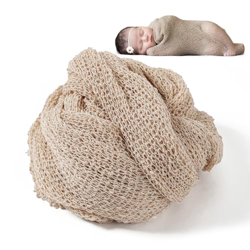 Newborn Photography Props Stretch Newborn Photography Wrap Blanket for Baby Boys Girls Posing Photo Shoot Props - color: Beige