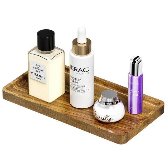 WEENSON Acacia Wood Bathroom Vanity Tray for Soap Dispenser, Toiletries, Makeup, Perfume, Decor, Kitchen Tray for Counter Salt Spice, Toilet Tank Tray for Candle, Nightstand 11.8"x6.1" - color: Acacia, size: 11.8" x 6.1" x 0.8"