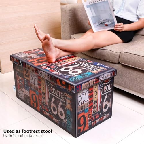 B FSOBEIIALEO Folding Storage Ottoman Bench with Faux Leather Footrest Seat, Coffee Table 30"x15"x15" - size: 30*15*15 inches