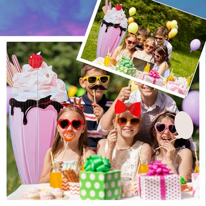 Jetec 5 Feet Milkshake Cardboard Cutout Stand Up Life Size Ice Cream Candy Land Party Decoration Photo Props Backdrop Standup for Summer Pool Beach Baby Shower Wedding Birthday Candy Land Party Supply - size: 5 feet, style: Milkshake