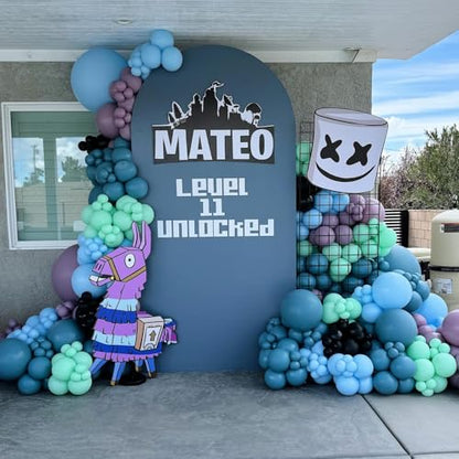 Double Dusty Blue Stuffed Balloons Different Size 115Pcs 5/10/12/18" Slate Blue Balloon Arch Garland kit for Birthday Baby Shower Bridal Shower Gender Reveal Wedding Theme Party - color: Dark Dusty Blue