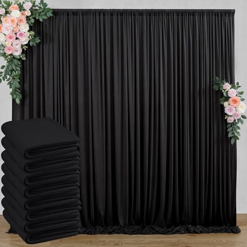 40 ft x 10 ft Wrinkle Free Black Backdrop Curtain for Parties, 8 Panels 10ft Polyester Black Photo Backdrop Drapes for Graduation Birthday Wedding Party Stage Curtains, Thick Bulk Background Curtains - color: Black, size: 5'(W) x 10'(H), 8 panels