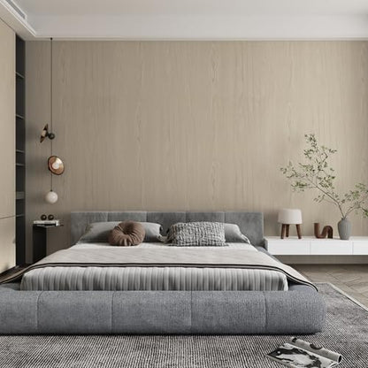 16"x118" Beige Wood Grain Contact Paper Self Adhesive No Bubbles Light Oak Faux Wood Look Peel and Stick Wallpaper Removable Cover Waterproof Countertop Cabinet Vinyl Wrap for Table Drawer DIY - color: Beige, size: 15.7" x 118"