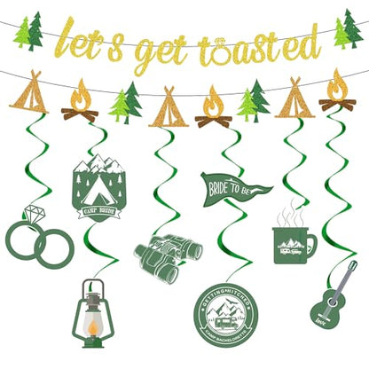 Camp Bachelorette Decorations - 10PCS Let's Get Toasted Banners Camping Hanging Swirls Decor Supplies Themed Party - style: Camp