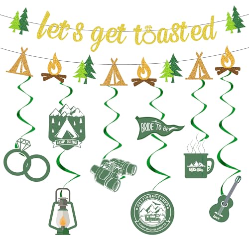 Camp Bachelorette Decorations - 10PCS Let's Get Toasted Banners Camping Hanging Swirls Decor Supplies Themed Party - style: Camp