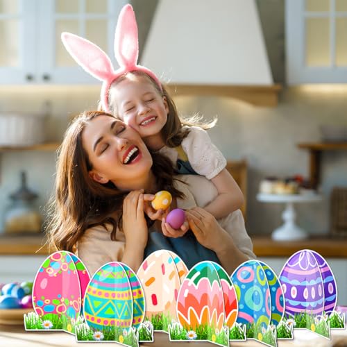 12 Pack Easter Bunny Egg Centerpieces - Happy Easter Table Decorations, Easter Day Birthday Anniversary Party Supplies, Premium Honeycomb Decor