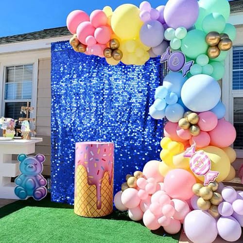 SquarePie Shimmer Wall Backdrop Big Payette Sequin Curtain 4FT x 7FT Navy Blue Background for Party Wedding 1 Panel - color: Navy Blue