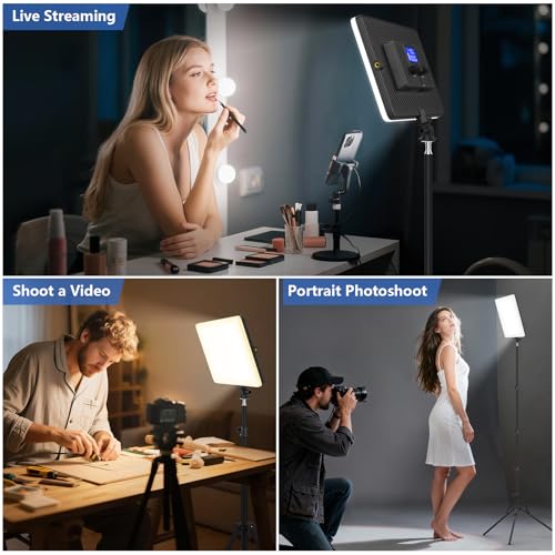 Led Video Light Panel, 20W Bi-Color Photography Lighting Kit with 4000mAh Battery, Dimmable 2500-8500K Conference Studio Light for YouTube/TikTok, AC Power Charger