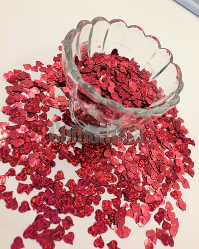 Heart Confetti Bulk - Glitter Hearts Shaped Sprinkles for Weddings, Valentines Day Decorations, Photo Shoots, Envelope Stuffing, Party Supplies & Memory Keepsakes (Red) - color: A_red