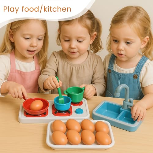 LovesTown 8PCS Easter Wooden Fake Eggs, Chicken Faux Eggs for Painting Food Pretend Play (Pack of 2) - size: Medium (Pack of 2), style: original
