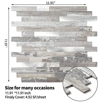 Yipscazo 2026 New Upgrade Peel and Stick Wood Metal Tile Backsplash, Stick on Tiles for Backsplash Kitchen, Bathroom (10 Sheets, Light Rustic) - color: Rustic