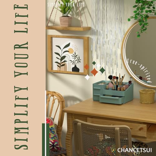 CHANCETSUI Makeup Organizer With Drawer For Vanity: Cosmetics Organizers Storage - Holder For Lipstick Nail Polish Eyeshadow Brush - color: Green