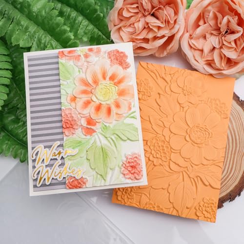 Briartw Blooming Flowers Texture Template 3D Embossing Folder for Card Making Adding Textured Detail to Paper Crafting 6.3x4.5inch Clear Texture Plate Perfect for Heavyweight Cardstock (≥250gsm/92lb) - color: Blooming Flowers B