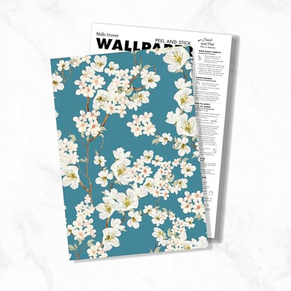 Main Street Peel and Stick Wallpaper Eco-Friendly Sheets 12 Pack, 11 X 16 Inch Magnolia Branches Design, Wall Mural for Home Decor, Removable Wall Decor Wallpaper Peel and Stick for DIY Projects - style: Magnolia Branches Design SCF