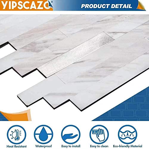 Yipscazo 2026 New Upgrade Peel and Stick Stone Metal Tile Backsplash, Stick on Tiles for Backsplash Kitchen, Bathroom, Fireplace (10 Sheets, Bright Carla White) - color: Bright Carla White