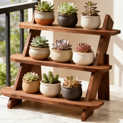 Wooden Display Stand, Tiered Cupcake Stand, 3 Tier Display Stand Riser, Rustic Risers Dessert Table Display Shelf Spice Rack Organizer Holder, Cologne Stand Perfume Organizer Stand - color: Walnut-L